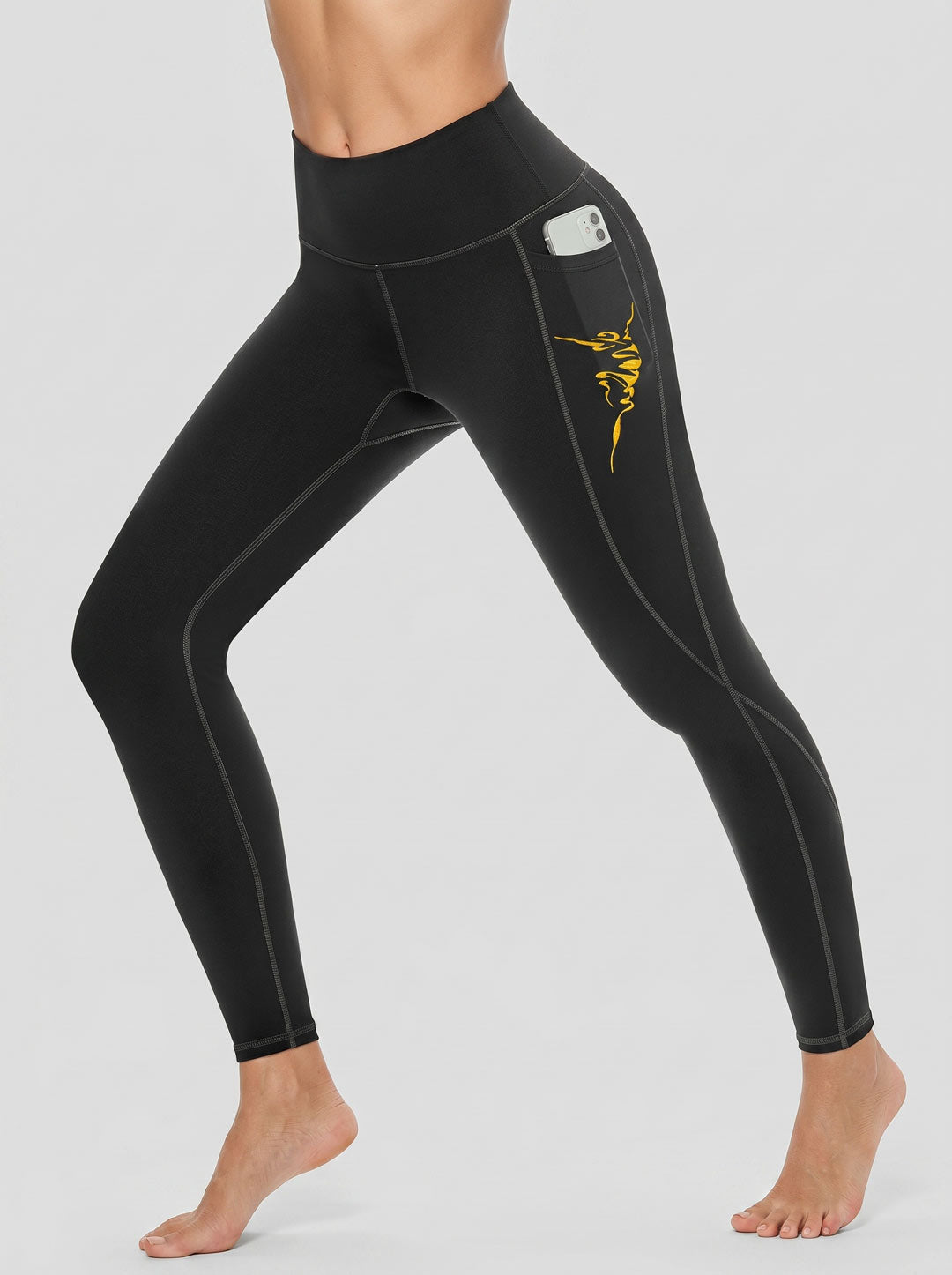 FOREVER DANCER Dance Leggings with FD Logo & with Pockets for Women - High Waist Tummy Control Pants